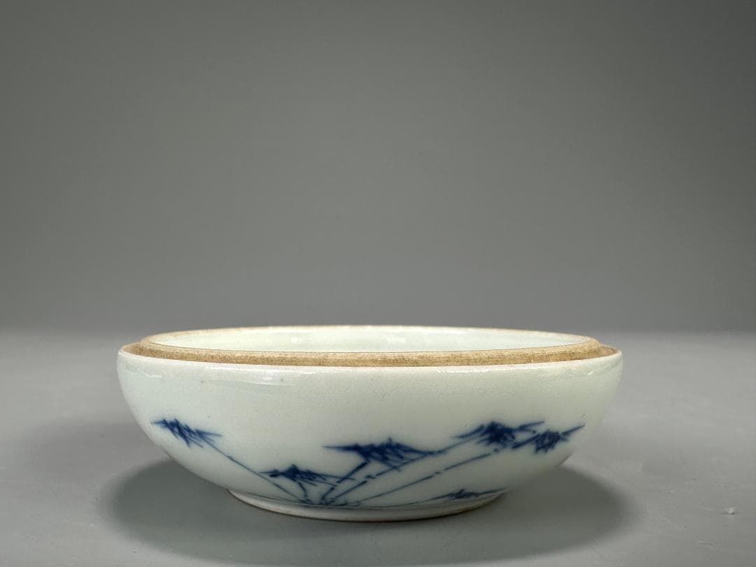 中国美術　清時代　清朝　青花人物画香合　蓋物　唐物　古物保証　時代物　香道具