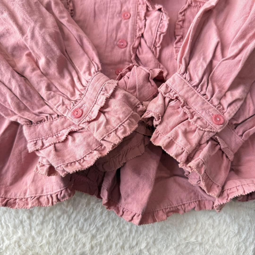 ピンクハウス ピコフリル ピンタック ブラウス りぼん ガーリー 綿 洗える