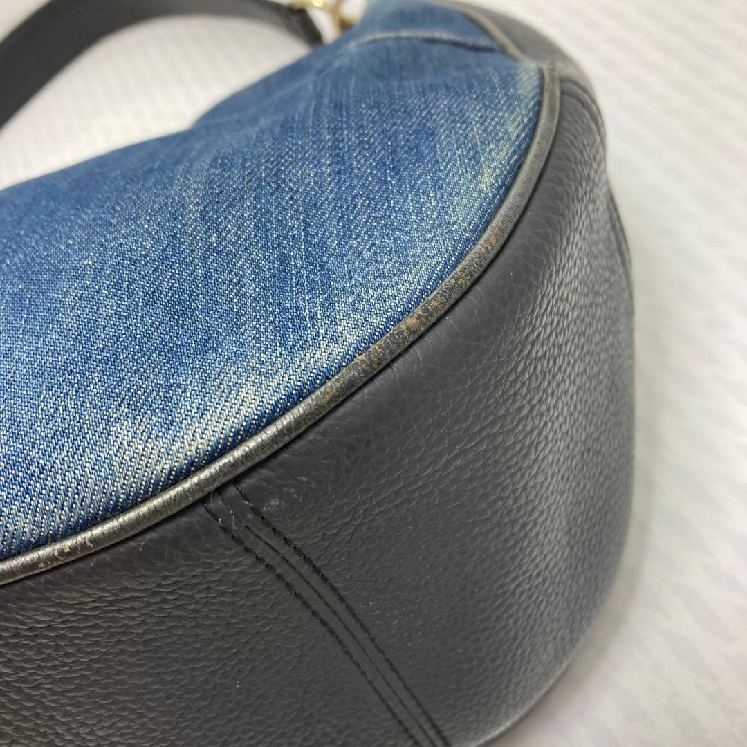 COACH コーチ　デニム　ハーフムーン　ワンショルダー　インナー花柄　Y2K