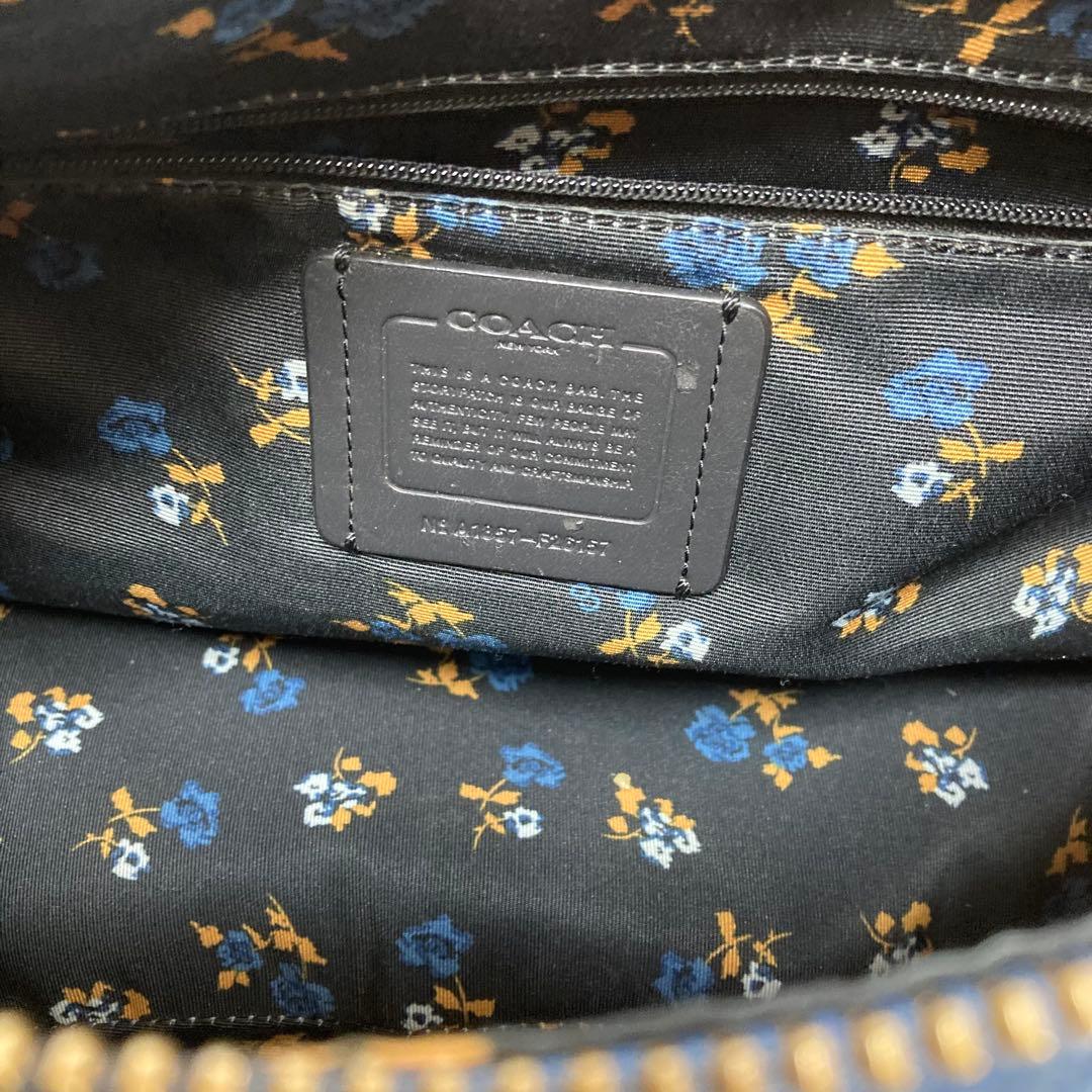 COACH コーチ　デニム　ハーフムーン　ワンショルダー　インナー花柄　Y2K