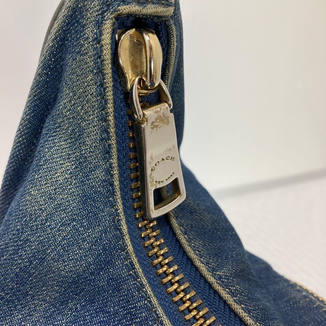 COACH コーチ　デニム　ハーフムーン　ワンショルダー　インナー花柄　Y2K