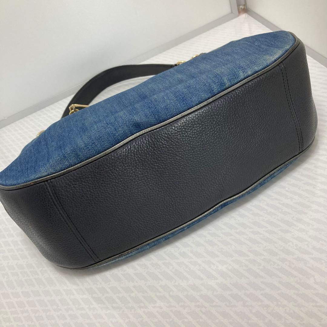 COACH コーチ　デニム　ハーフムーン　ワンショルダー　インナー花柄　Y2K