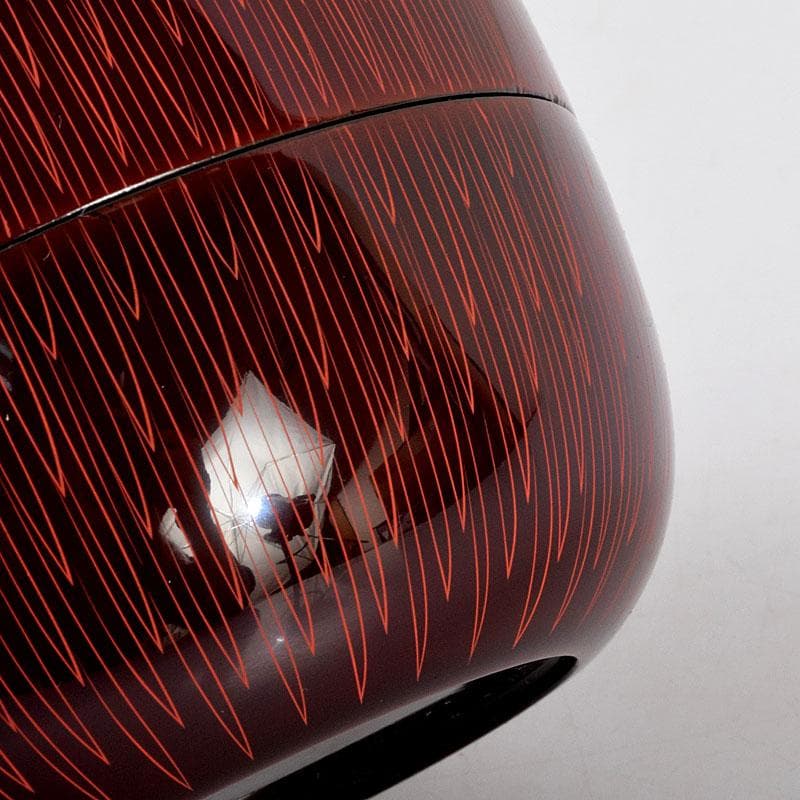 茶道具　中村湖彩作　朱菊毛彫　平棗　共布共箱　V　8641