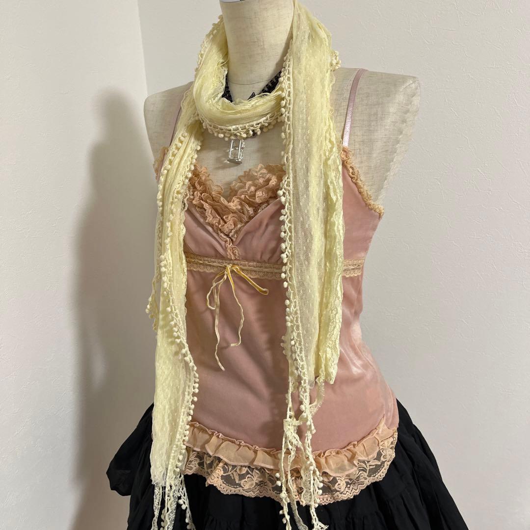 フェアリーグランジ itimi tops キャミソール ベロア レース 森ガール