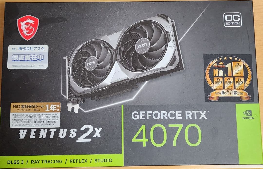 グラフィックボード・グラボ・ビデオカード MSI GeForce RTX 4070 12GB Ventus 2x OC