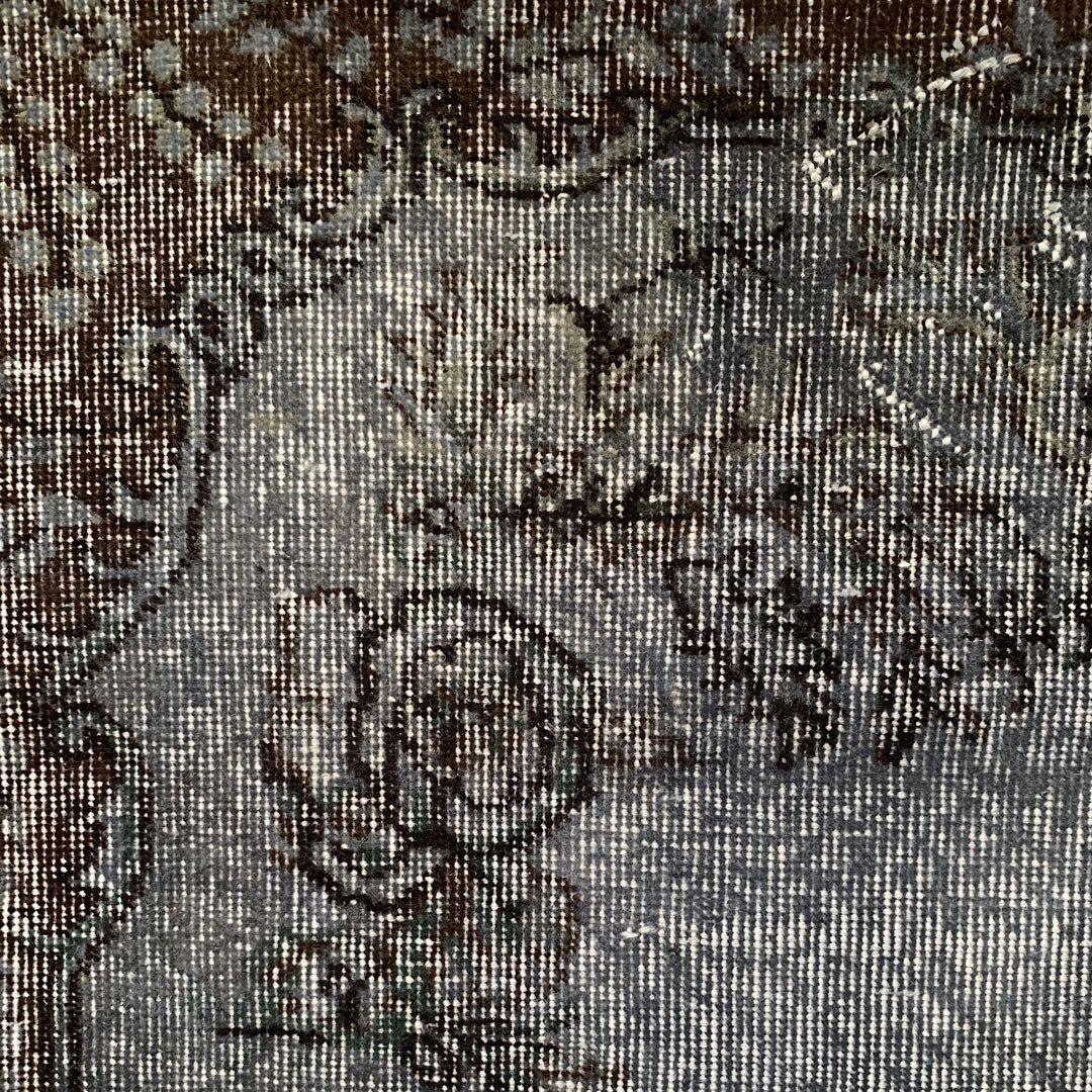 トルコヴィンテージラグ　207×104 グレー　ブラック　チョコ　オーバーダイ