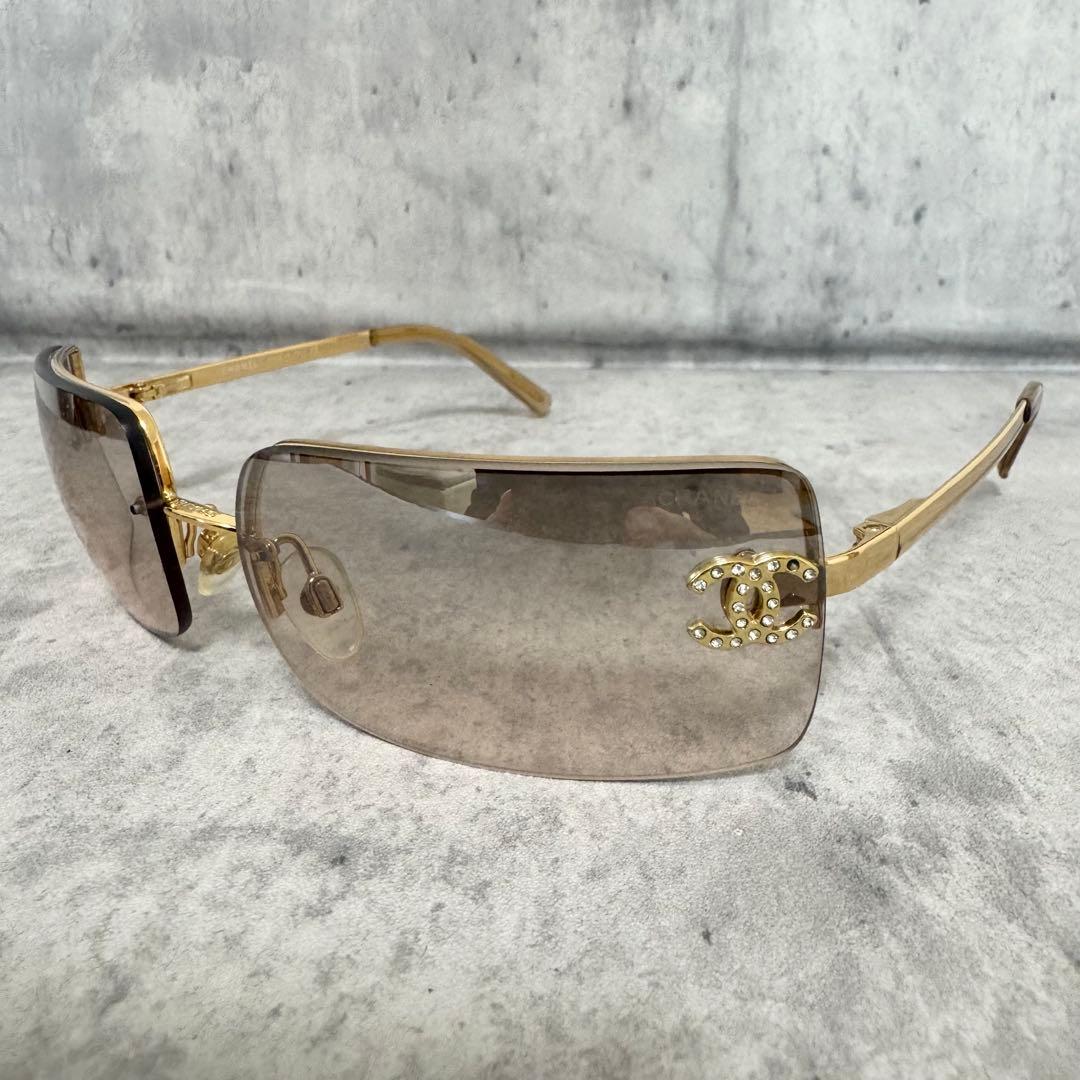 シャネル サングラス メガネ リムレス ココマーク ラインストーン 4104-B