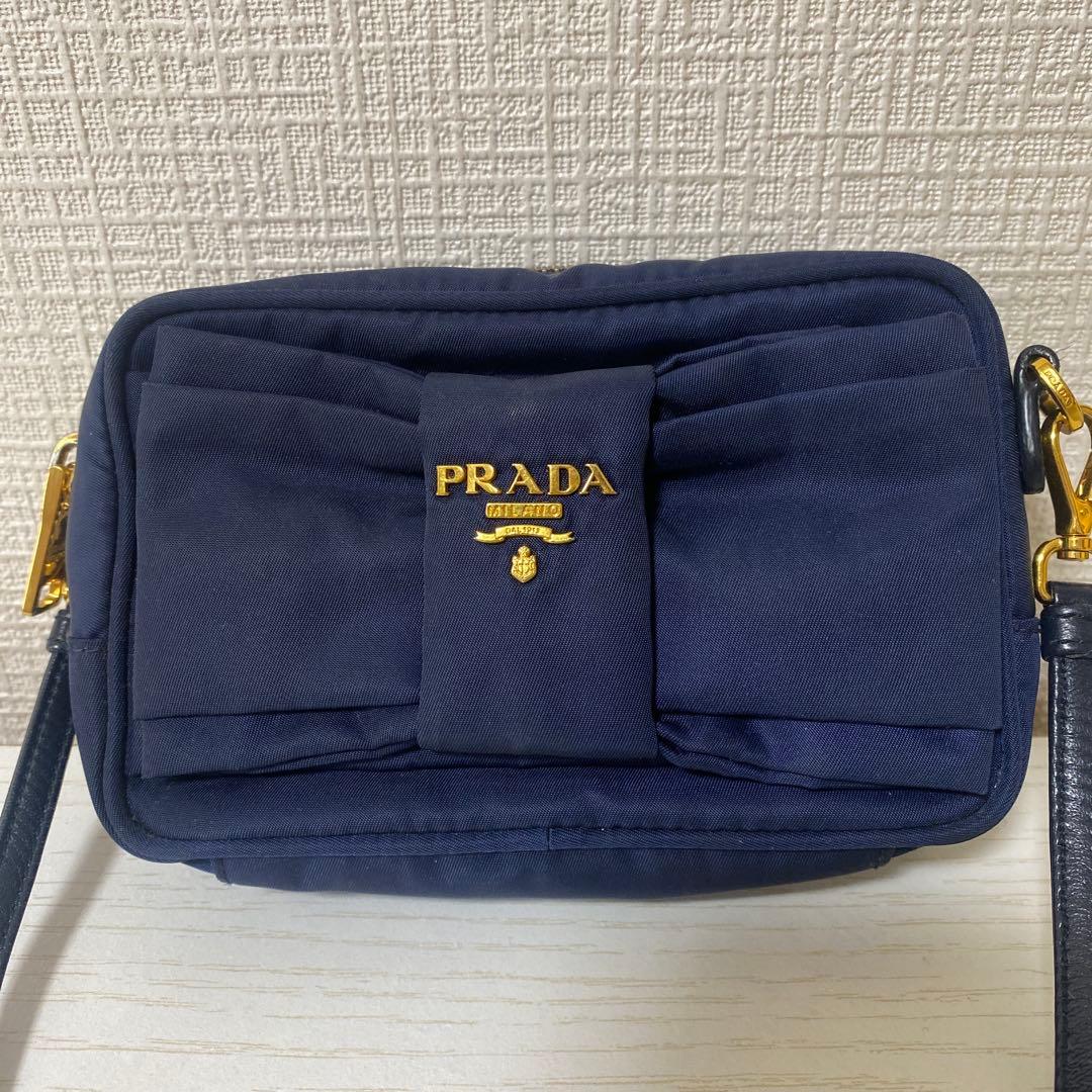 PRADA ネイビー ショルダー 1NF727 TESSUTO FIOCCO