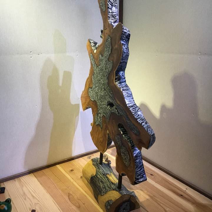 迫力のあるチーク原木オブジェ105.5cm 無垢材 ホテルロビーやエントランスに
