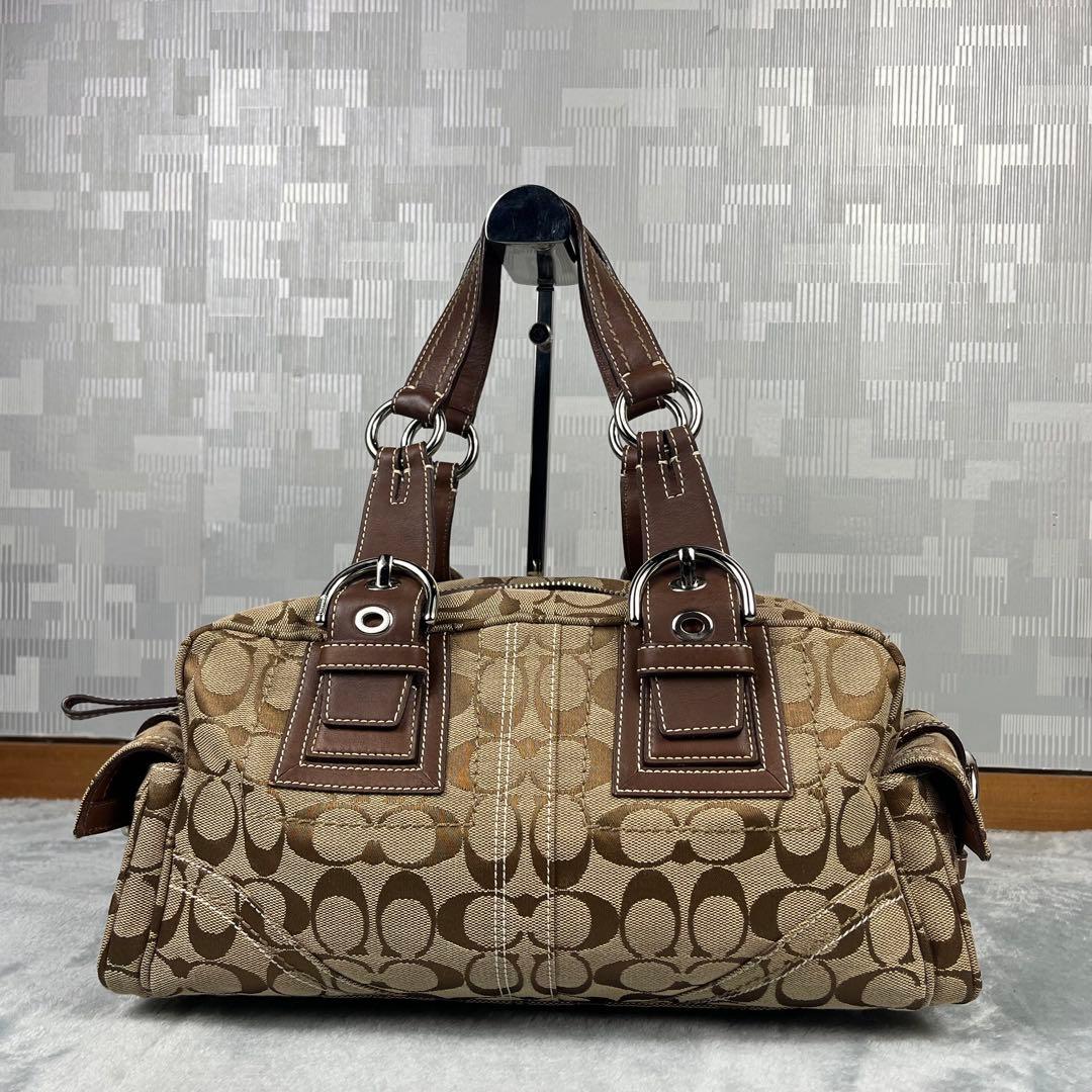 バッグ Coach Signature Satchel Canvas Bag