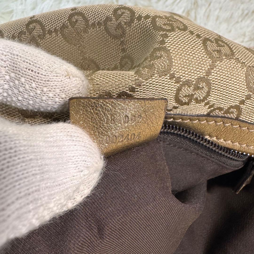 GUCCI グッチ ベージュ ゴールド ハーフムーン キャンバス シェリーライン