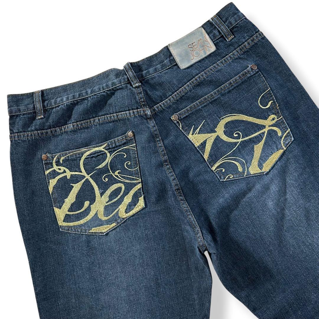 SEANJOHN ショーンジョン ゴールド刺繍 バギーデニム 極太 B系 W40