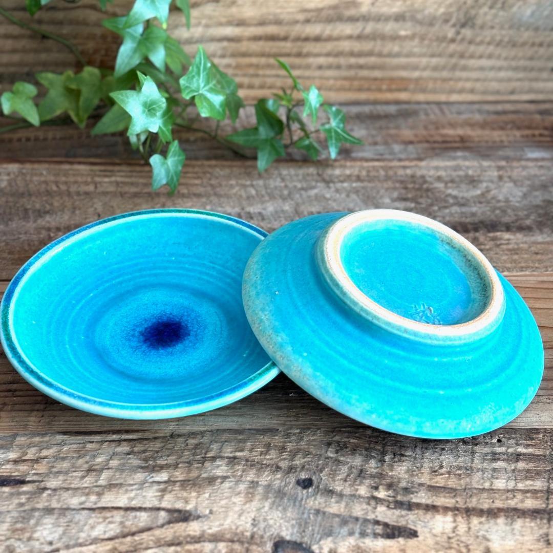 ガラス彩陶器 中皿 沖縄オーシャンブルー 2枚セット ギャラリー 風の島