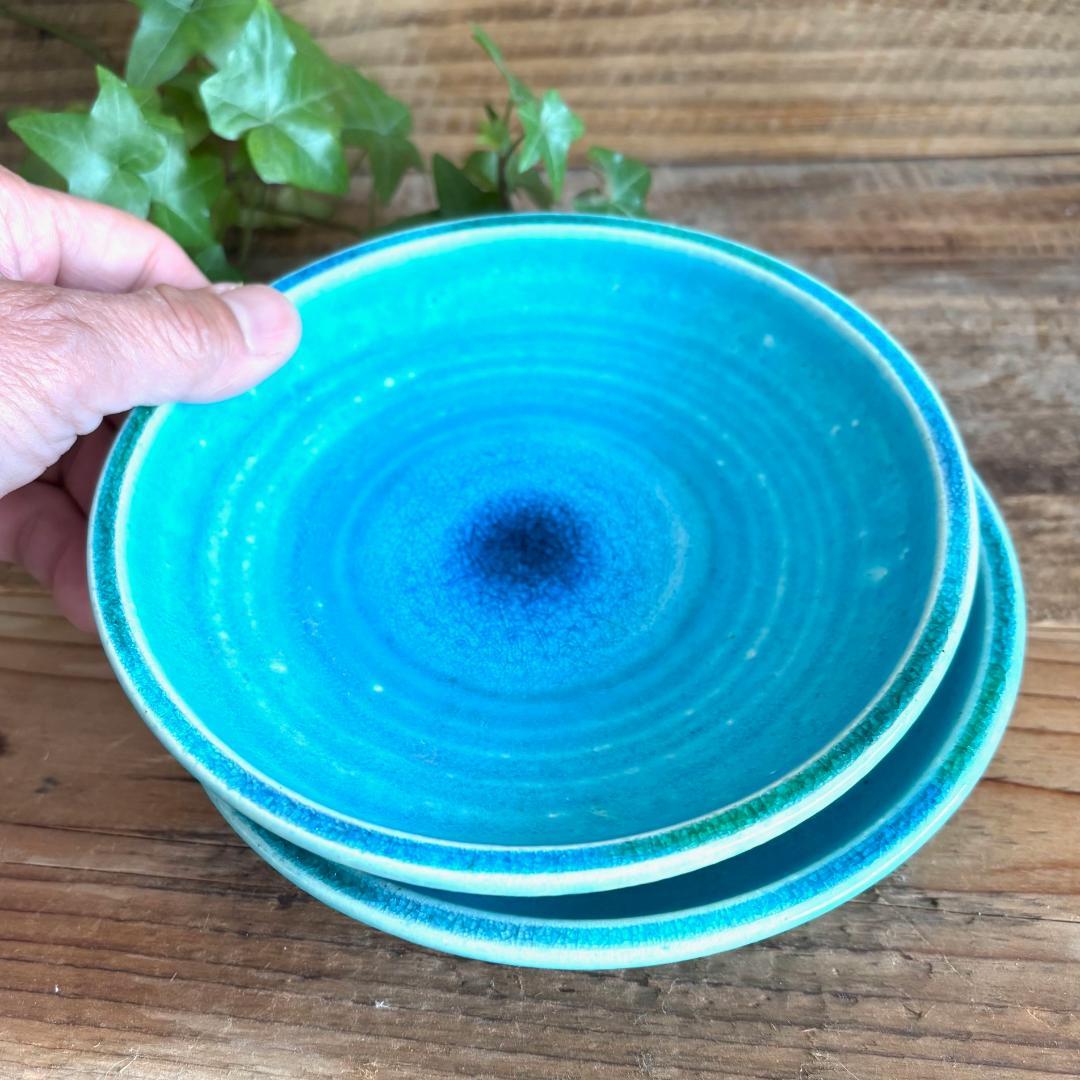 ガラス彩陶器 中皿 沖縄オーシャンブルー 2枚セット ギャラリー 風の島