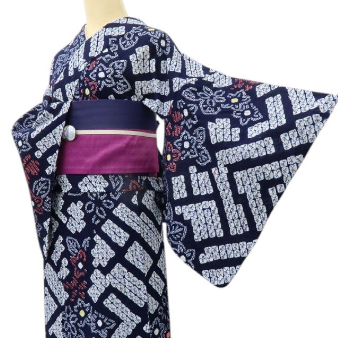 くら&こた✺美品 有松鳴海絞り 綿 高級浴衣 着物 A3512