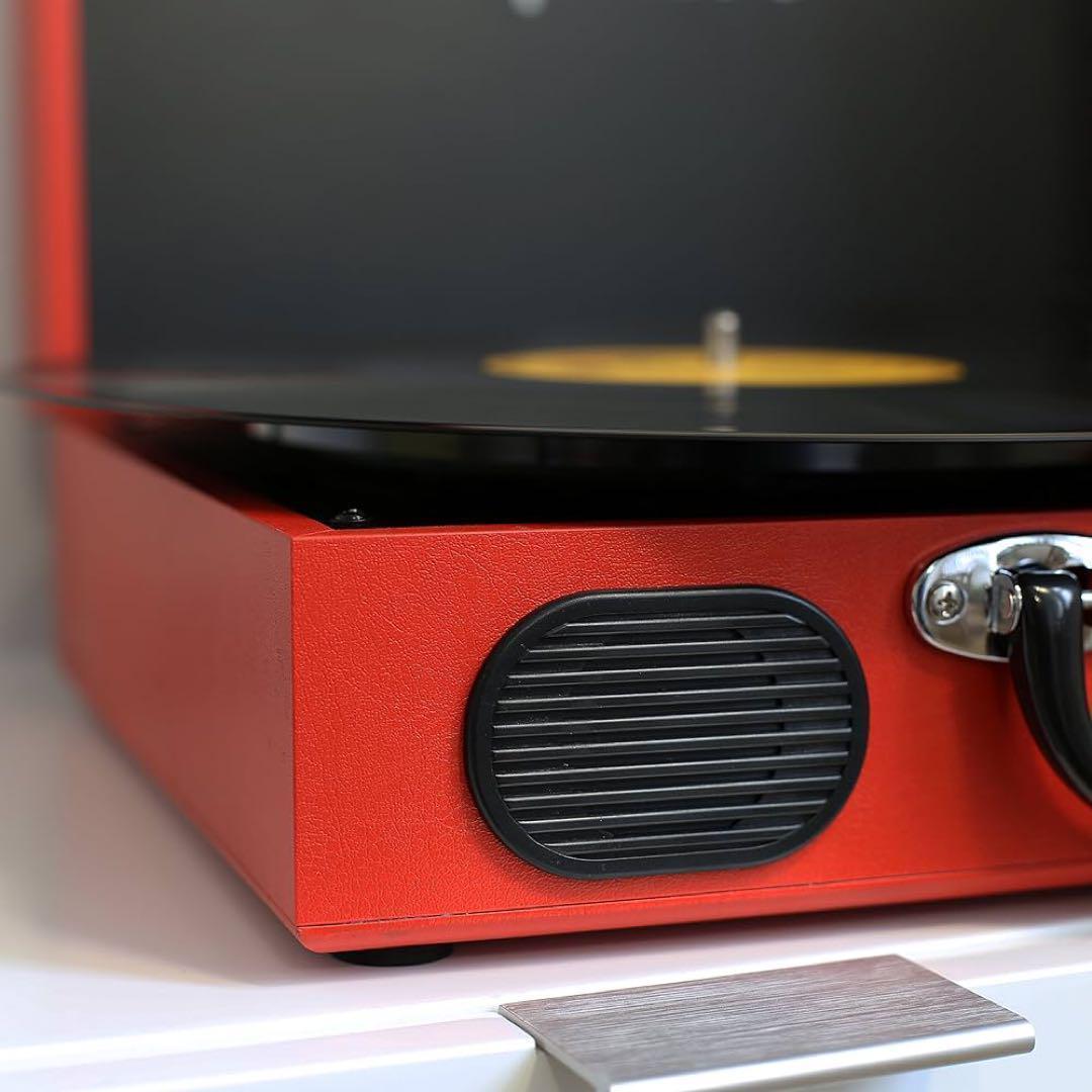 ポータブルレコードプレーヤー スーツケース型 スピーカー内蔵 レトロ レッド