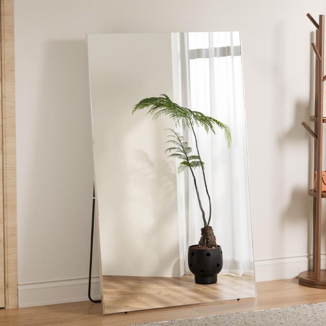 【新品】銀 スタンドミラー 160×80cm 割れないミラー 全身鏡 姿見 防災