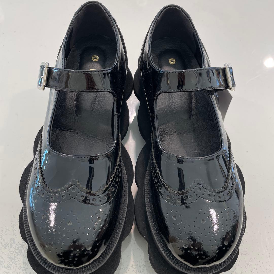 ブラックエナメルレザー厚底シューズ新品元値税込¥72600