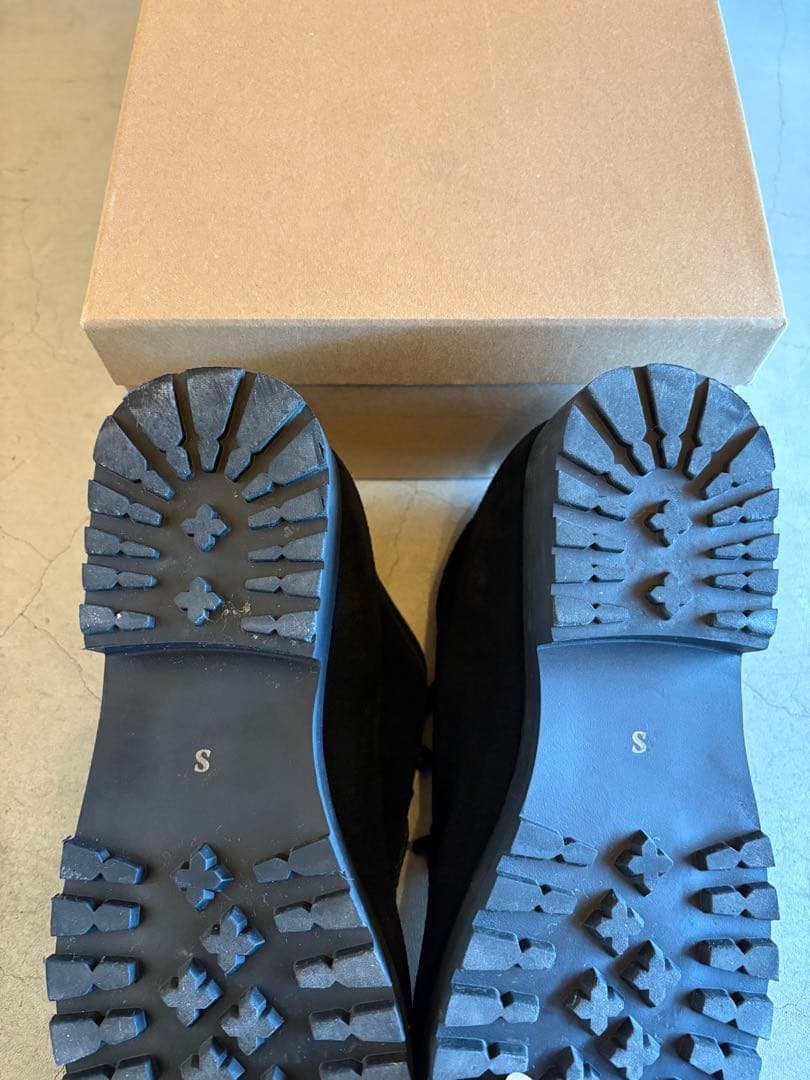 25.5-26.5cm相当shiunブラックスエードモカシンシューズ ワムウ