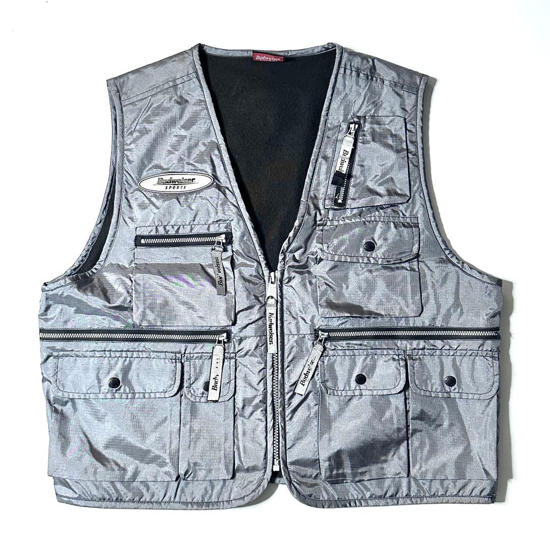 【90s】【Budweiser】マルチポケット ナイロン ベスト 古着 企業