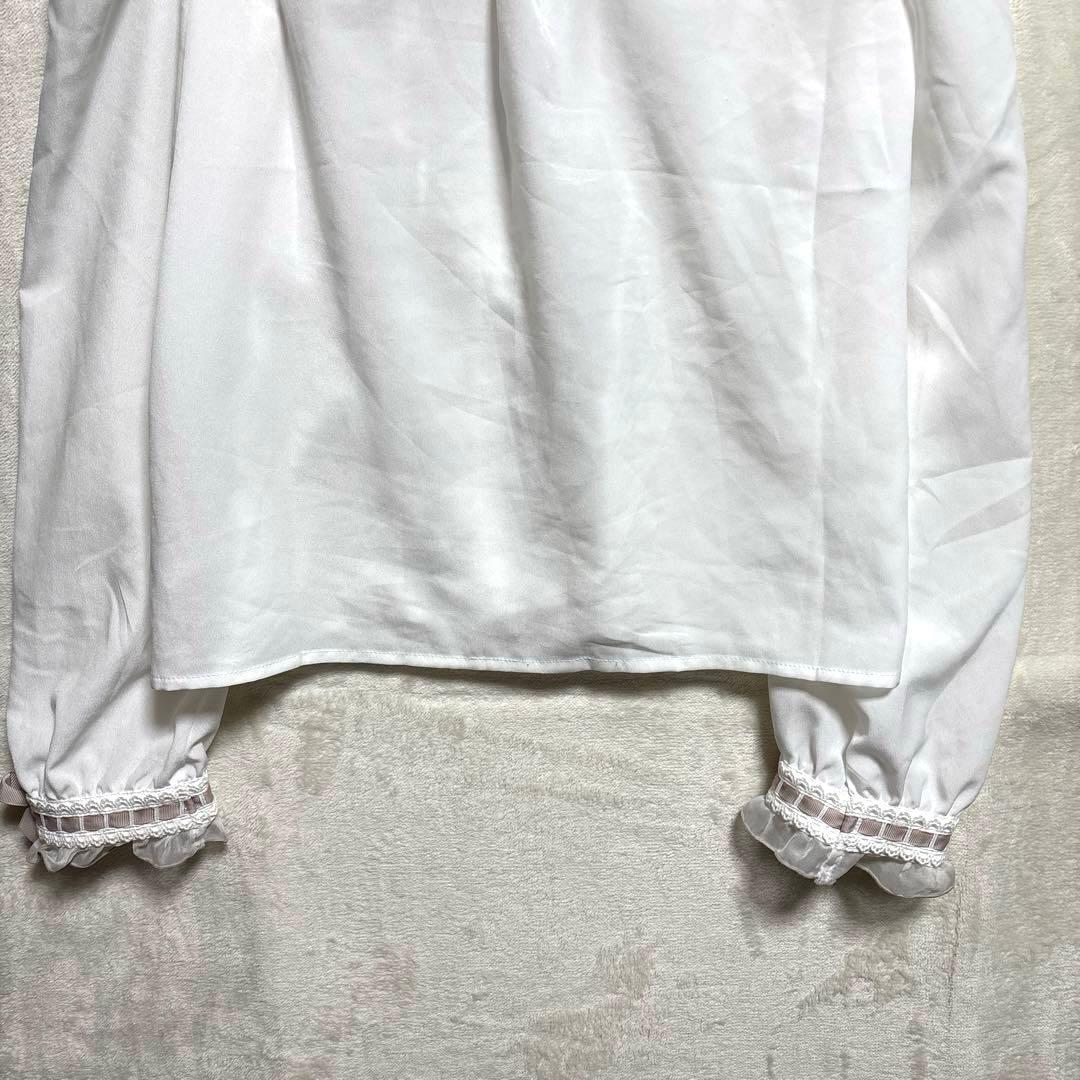 LIZLISA BIGリボンオープンショルダーブラウス Freeホワイト×ピンク