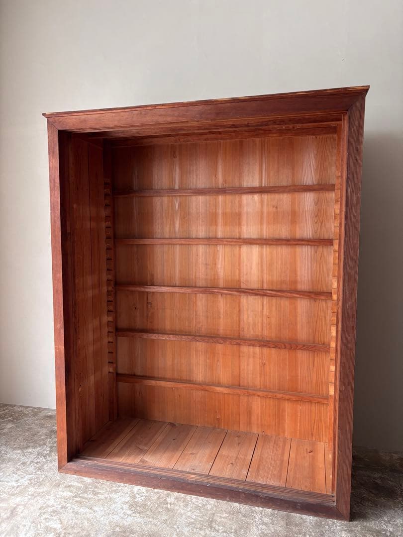 古い水屋　食器棚　ガラス棚　本棚　ガラスケース ショーケース　什器　天然木 1