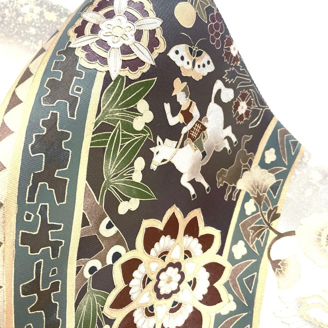 専用帯5669 4821 二点セット ●高級 正絹 太鼓六通 袋帯 花文 華文