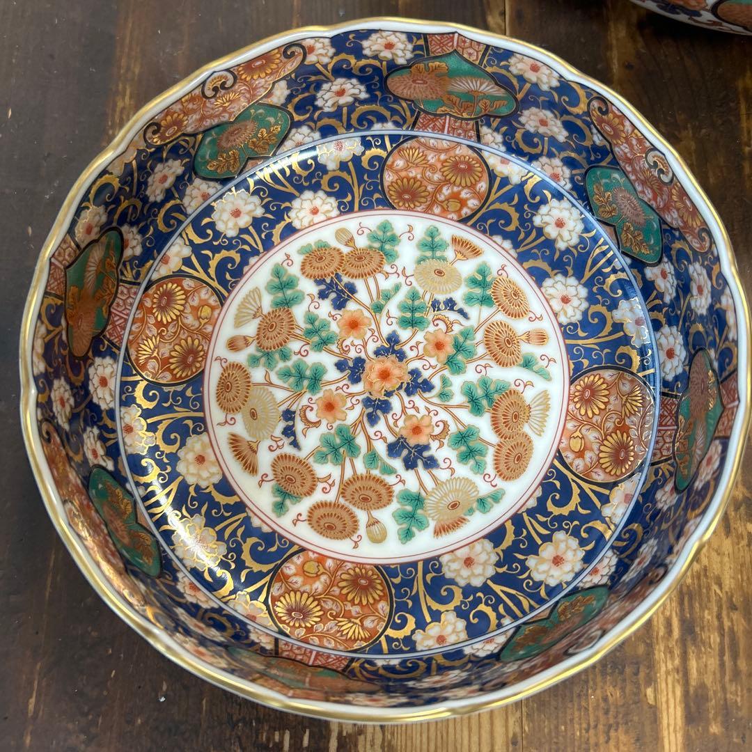 前畑陶器　庫山窯 菊金唐草 金彩　古伊万里　豪華3種　3種鉢　お正月　お節