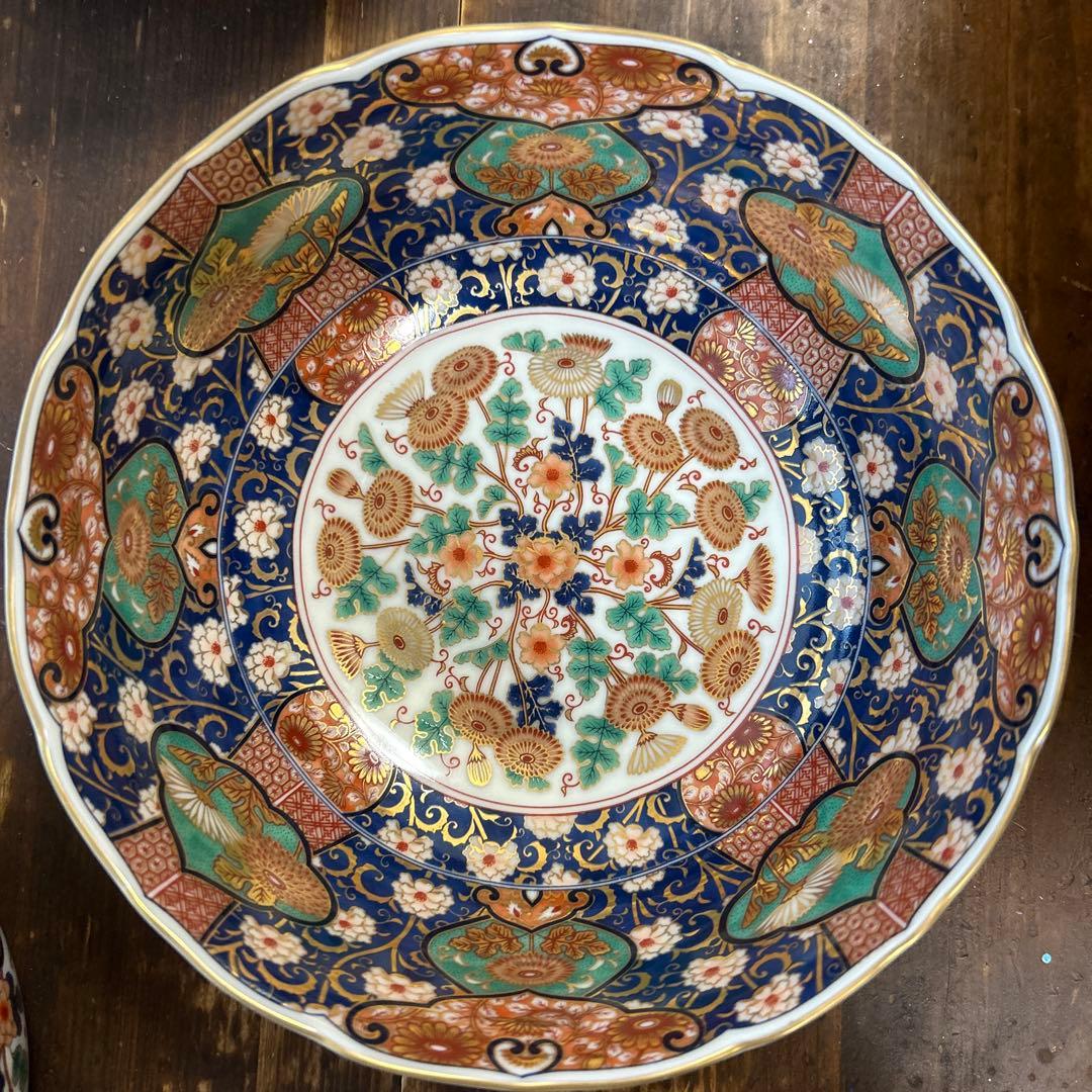 前畑陶器　庫山窯 菊金唐草 金彩　古伊万里　豪華3種　3種鉢　お正月　お節