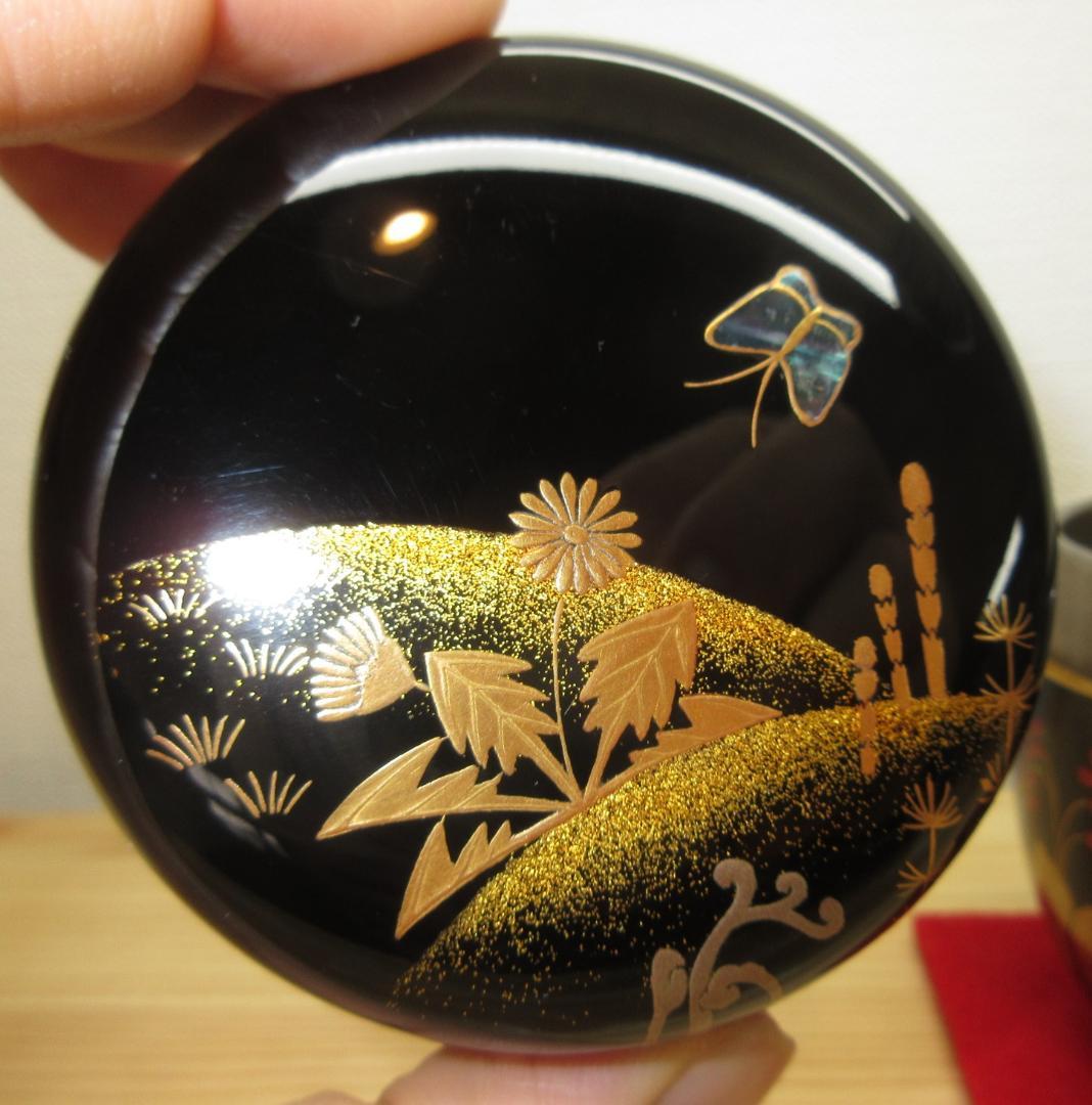 送料込【逢絢亭】茶道具 大棗 山中塗 春野蒔絵 内銀地 真塗 中村恭蔵 共箱入り