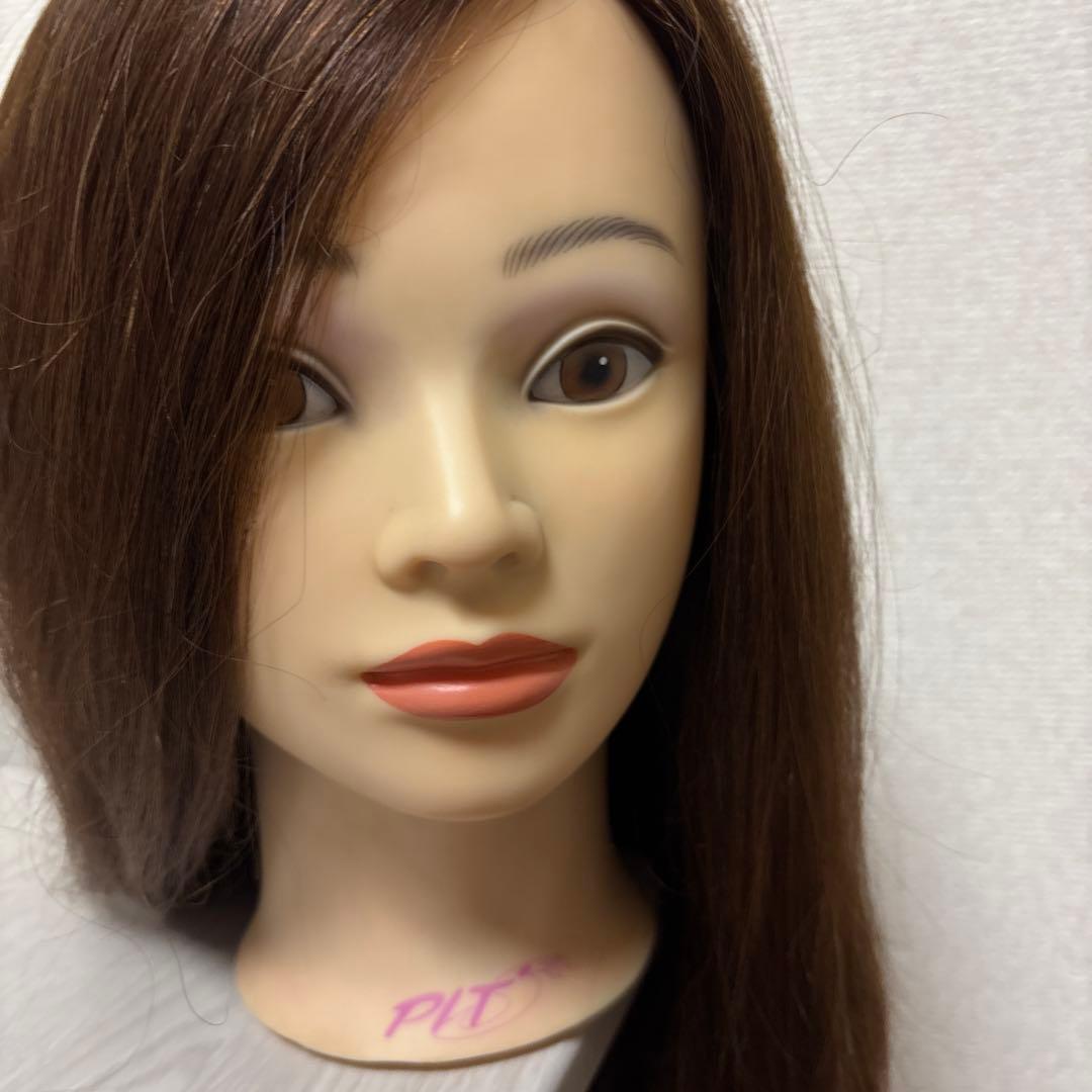 ヘアアレンジ練習用　ブラウンストレートウィッグマネキン　ピッツ