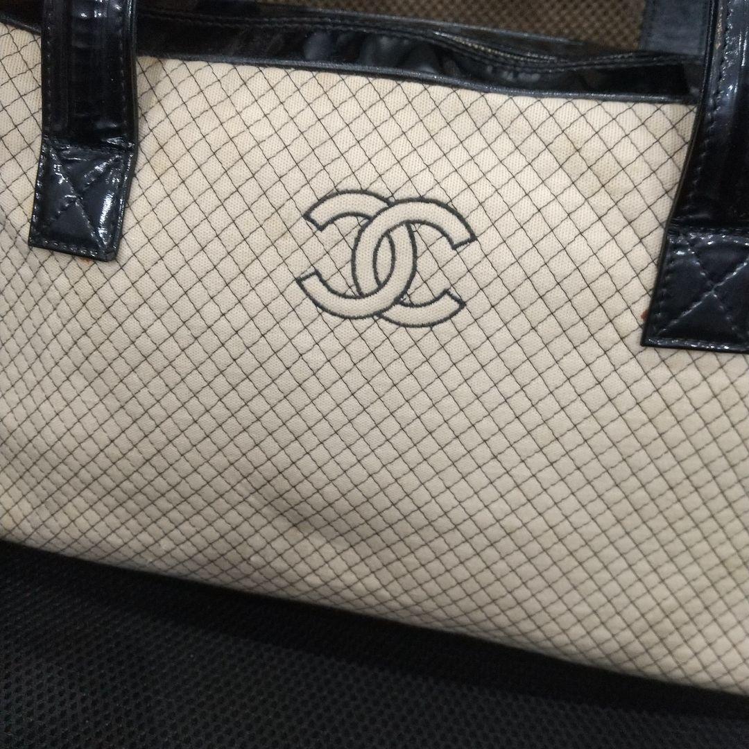 A*I様 シャネル ボーリングバッグ パテント エナメル コットン