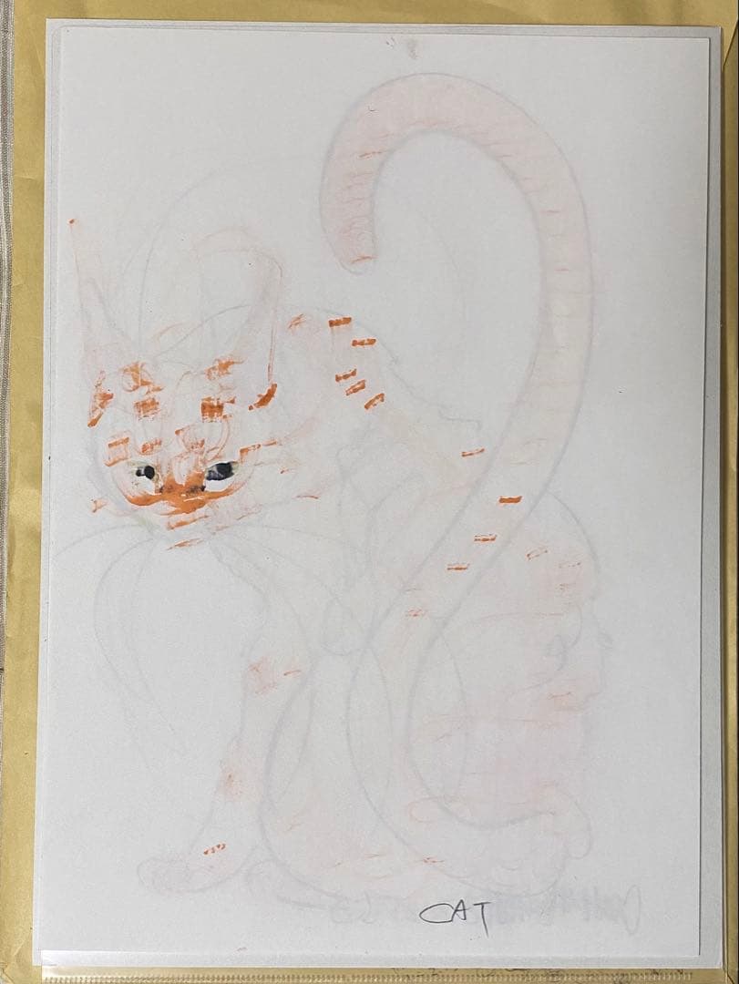 真作 木原千春 5分間 ドローイング chiharu kihara 猫