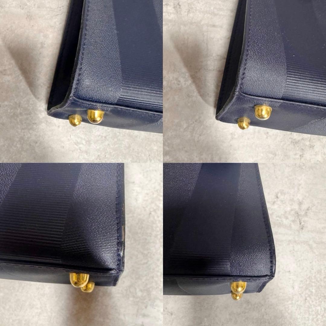 FENDI ペカン柄 ハンドバッグ ショルダーバッグ 2way ネイビー 鍵付き