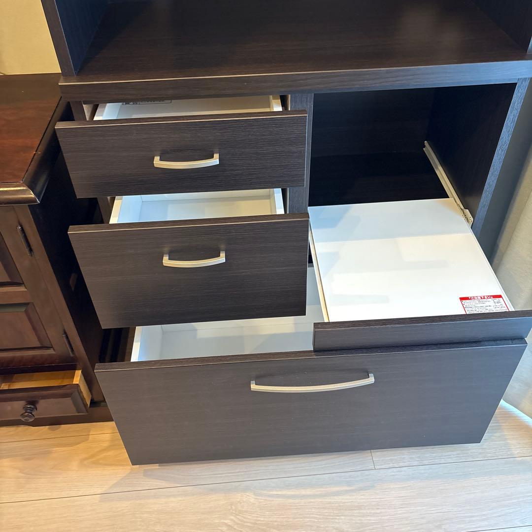 Nitori ニトリ ダークブラウン 食器棚 可動棚付き 美品