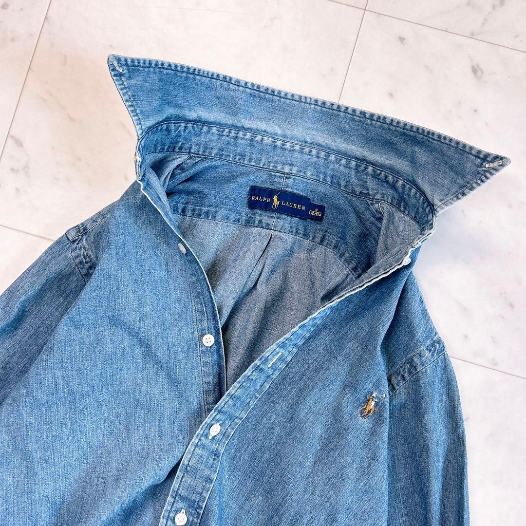 ラルフローレン デニムシャツ ワンポイント刺繍 S 長袖