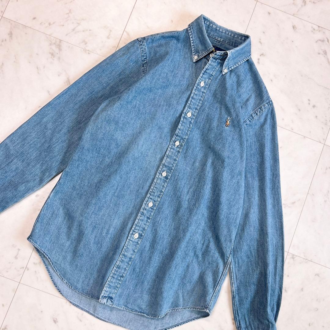 ラルフローレン デニムシャツ ワンポイント刺繍 S 長袖