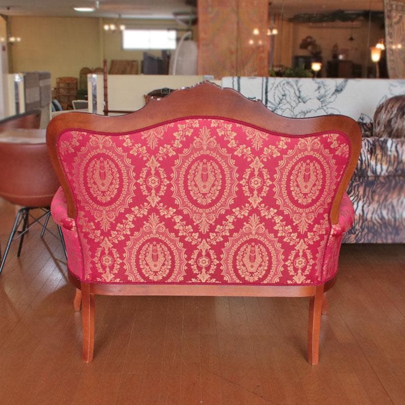 クラシックソファ 幅130cm ファブリック ベンチ 猫足 222-1333