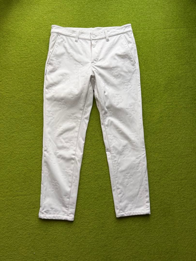 Jack Bunny!! 裏起毛 厚手 ストレッチ パンツ ホワイト JB柄入