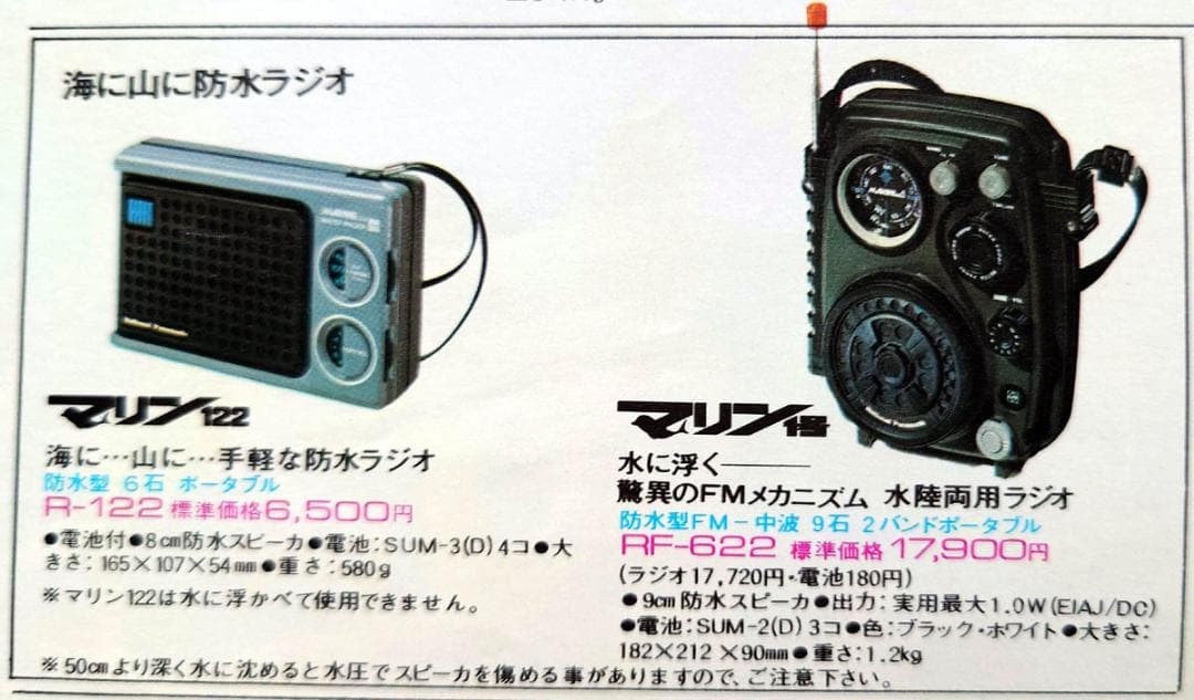 National Panasonic マリン1号 防水ラジオ RF-622