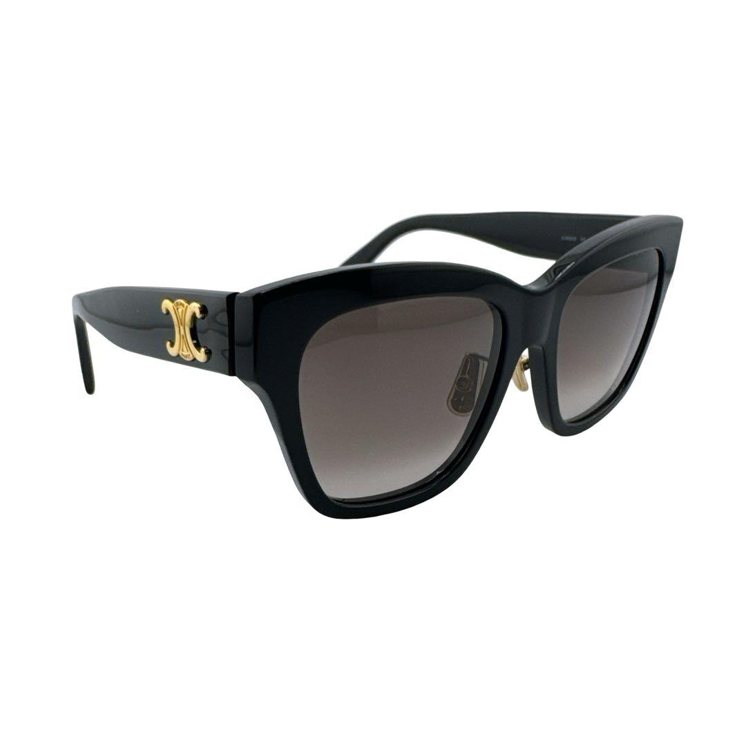 【ケース付】セリーヌ サングラス トリンオフ ロゴ ゴールド金具 ブラック 黒