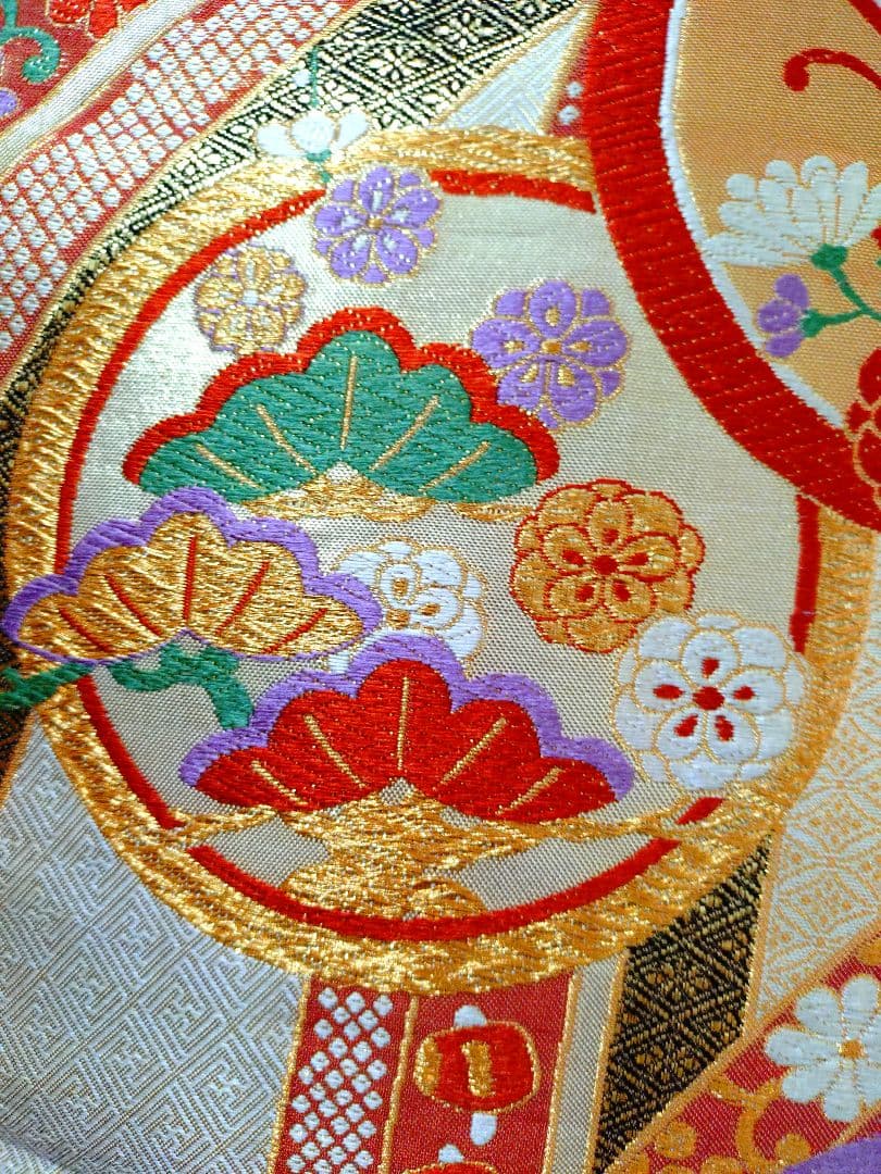 振袖　長襦袢　袋帯　帯締　帯揚　重衿　フリルレース衿　フルセット　美品