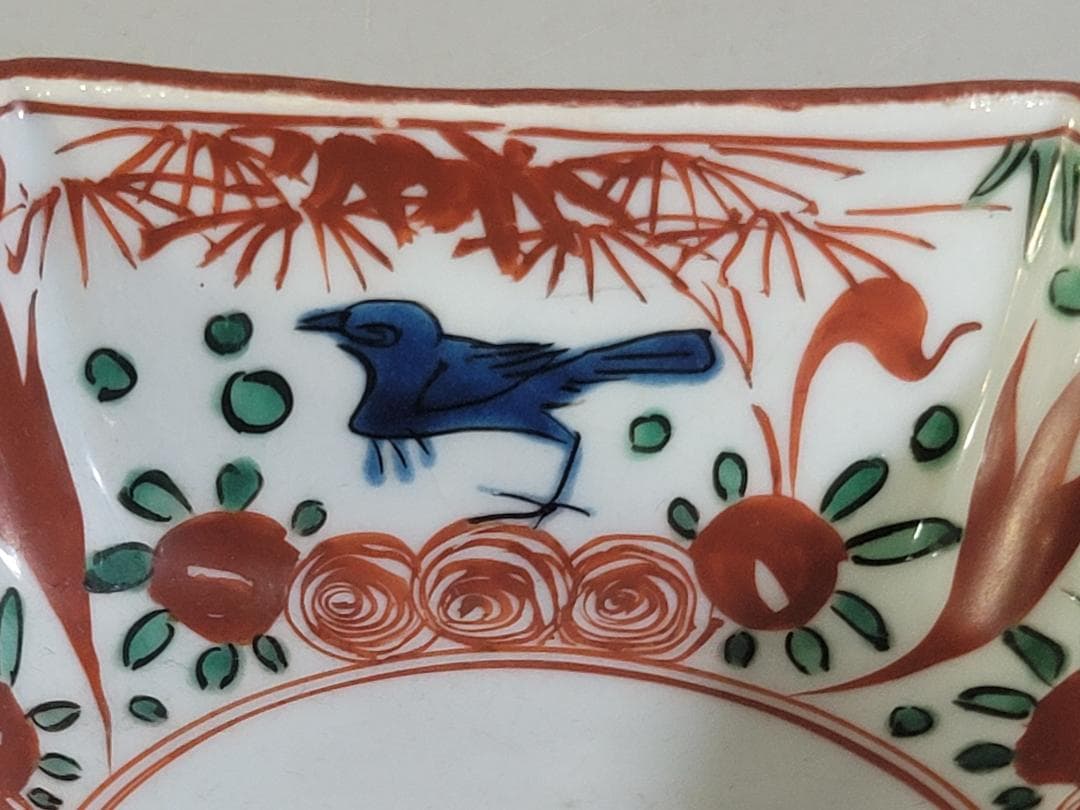 呉須赤絵 花鳥 魁 四方向付 五客 時代物 DT356