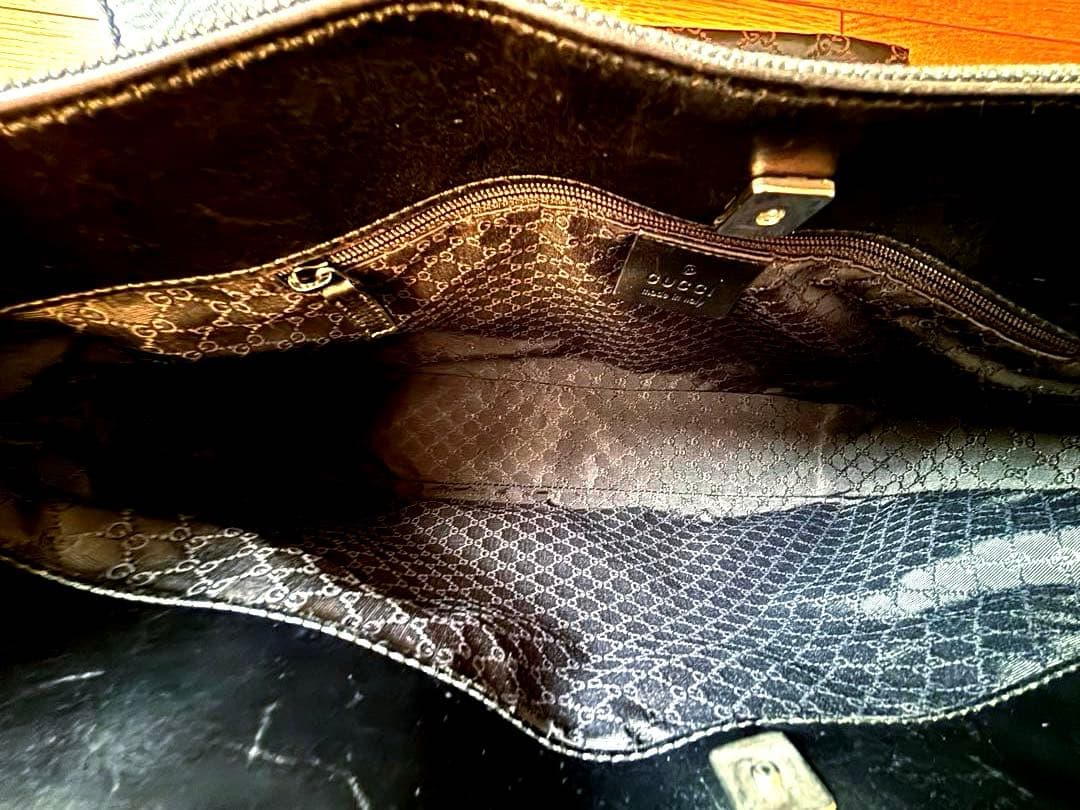 【美品】Gucci シェリーライン デニム✖️レザー トートバッグ 保存袋あり