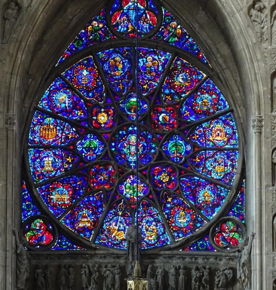 限定作品 ランス ノートルダム大聖堂 ヴィンテージ ステンドグラス 大型 バラ窓