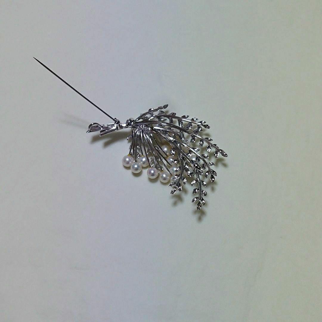 未使用 あこや真珠 シルバー パール ブローチ ペンダント