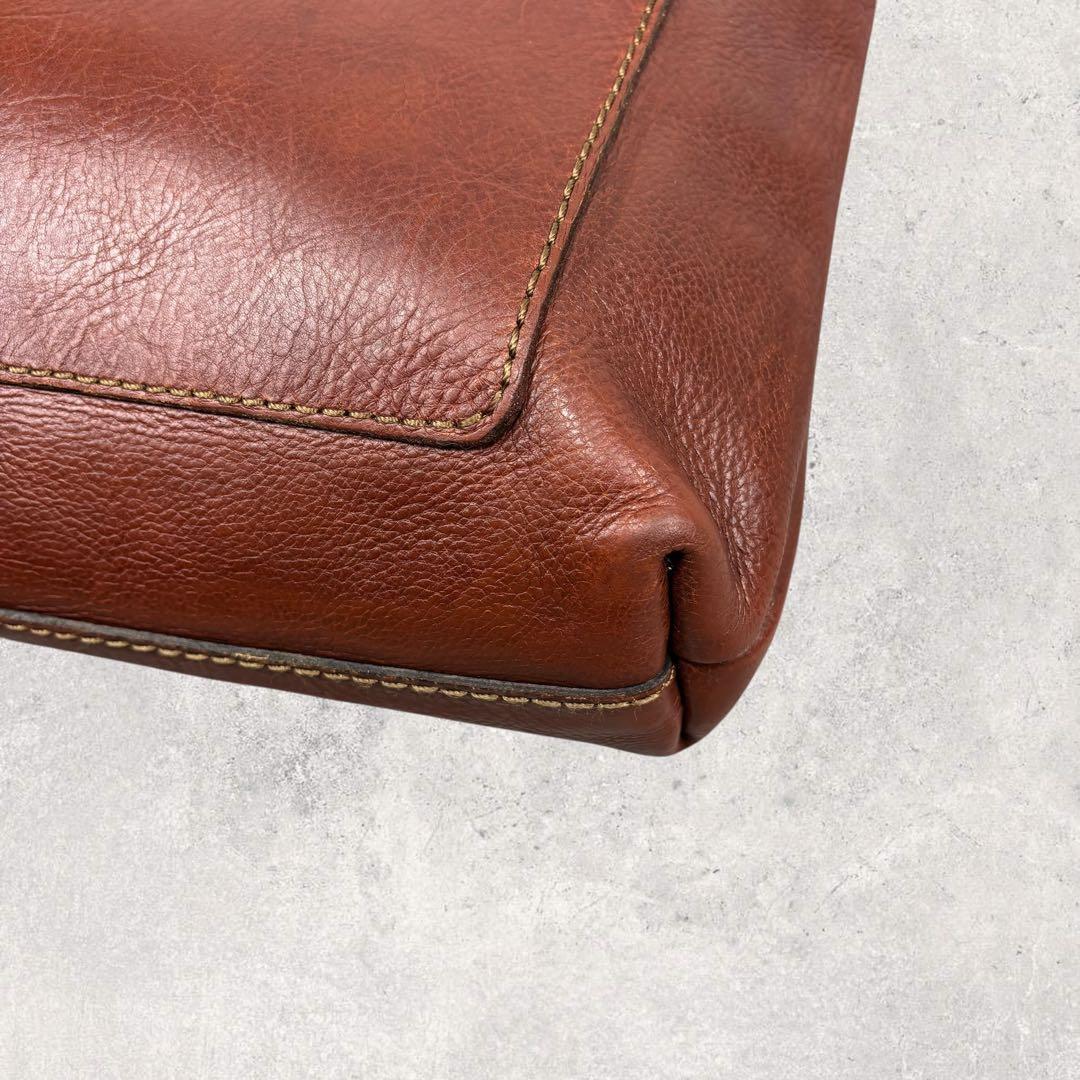 HERZ ヘルツ 半かぶせ ショルダーバッグ M ブラウン 本革 斜め掛け