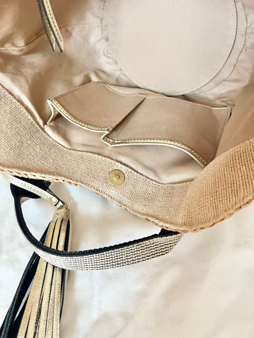 美品 VIOLAd'ORO ヴィオラドーロ ラフィア カゴバッグ　保存袋付き