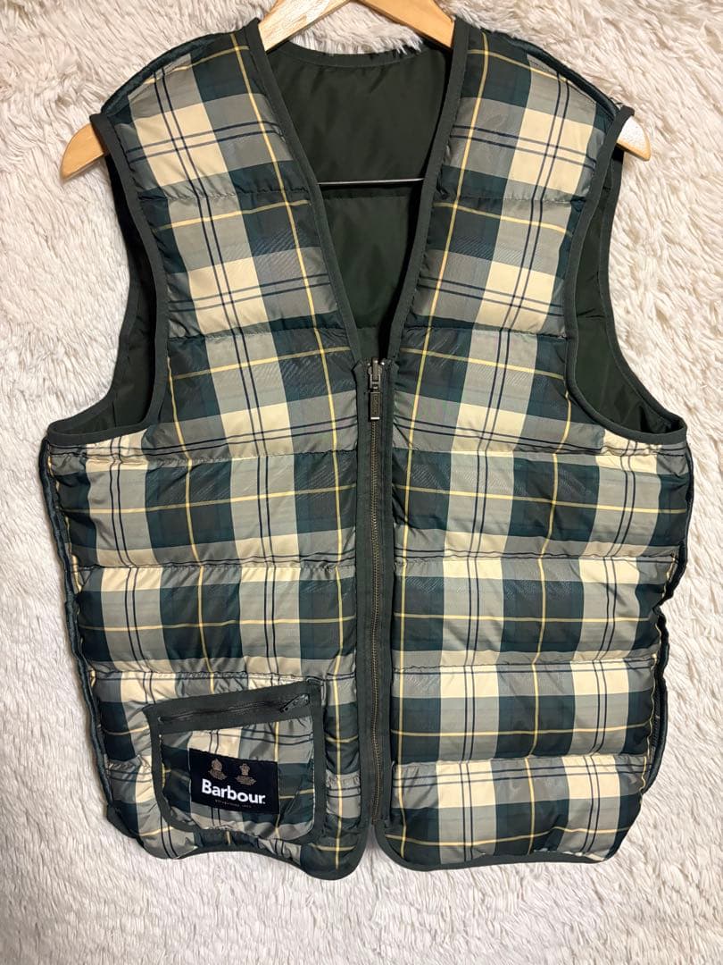 新品未使用 タグ付き　Barbour チェックダウンベスト リバーシブル　L