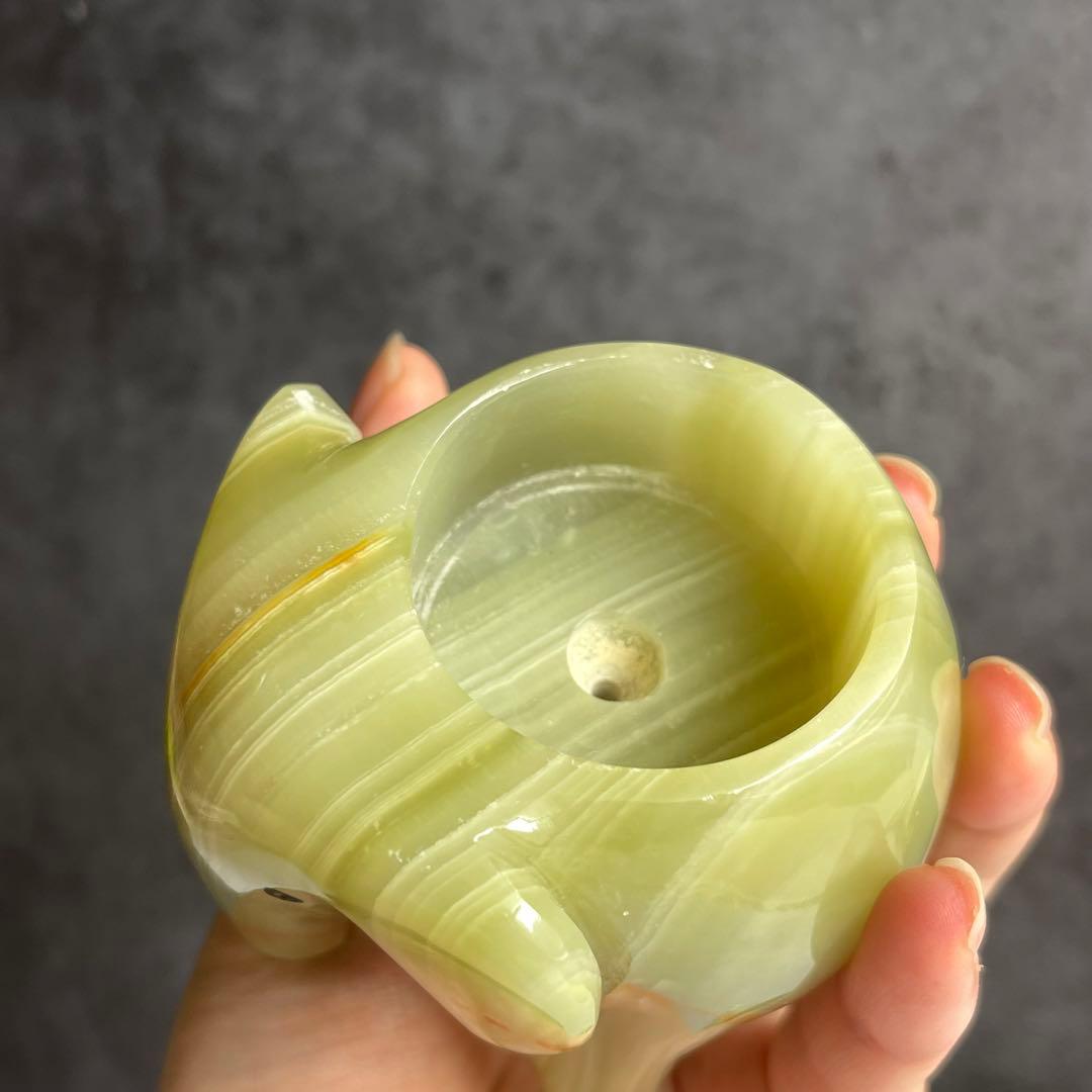 アフガニスタン オニキス 手彫り キャンドルホルダー アクセサリー入れ